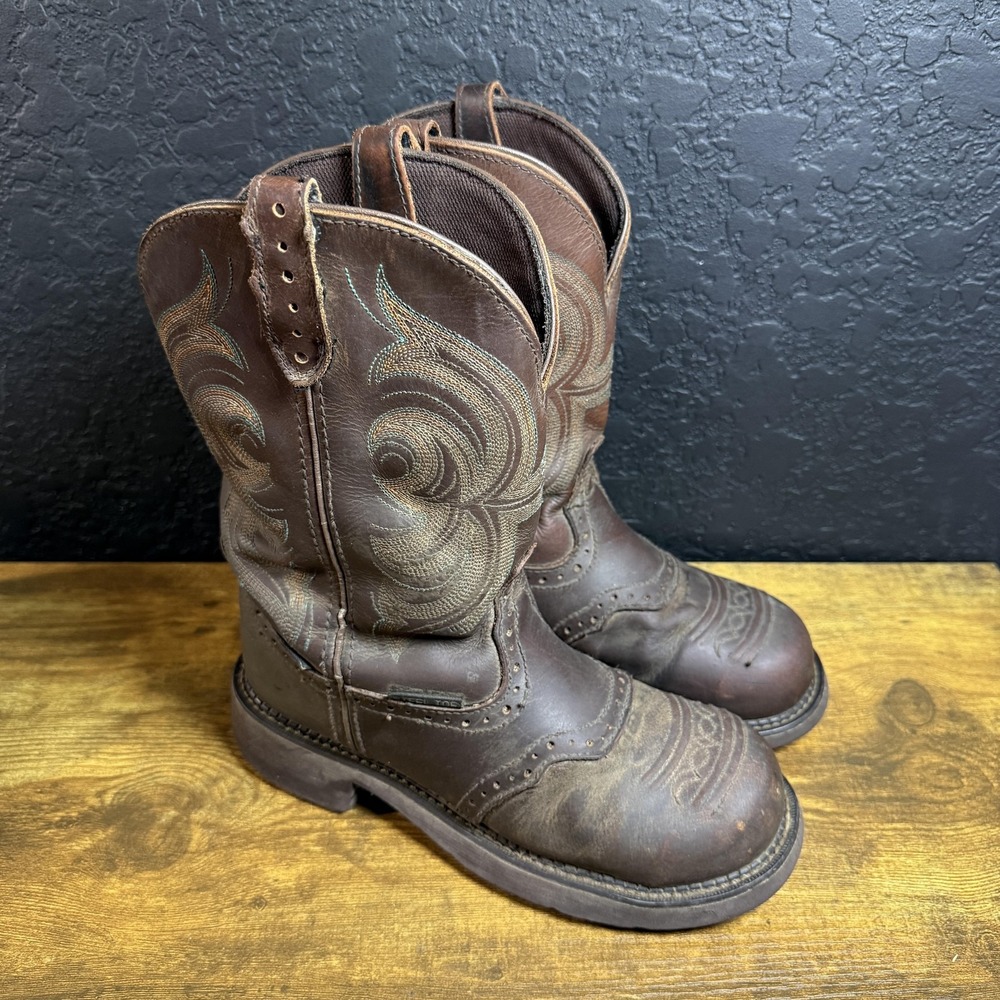 Justin Boots Western Cowboy Boots Womens Size 7.5… - image 1